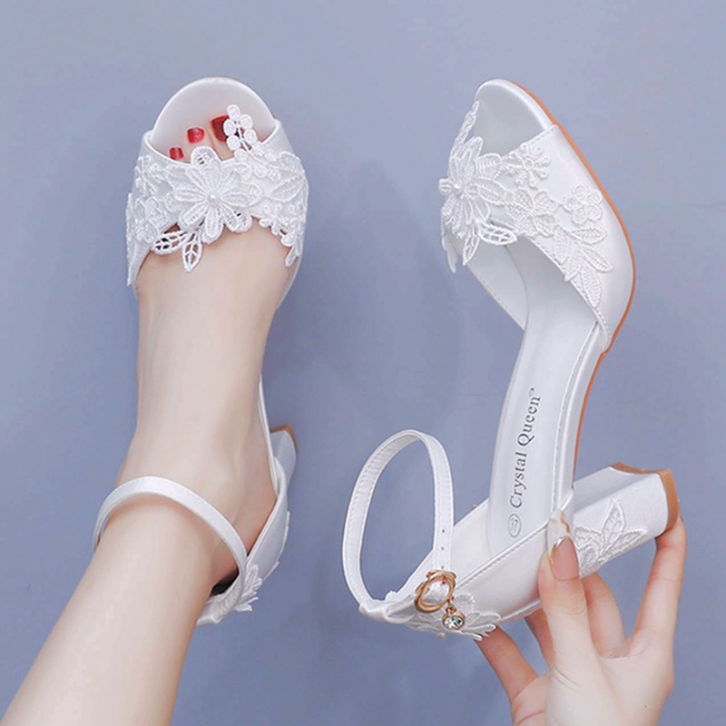 Gladiator Sandal Women - Women White Silk High Heels Summer