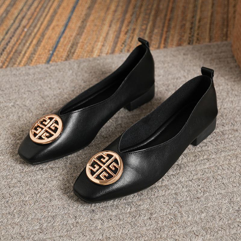 Women Shoes Zara - Women's square toe low heels solid