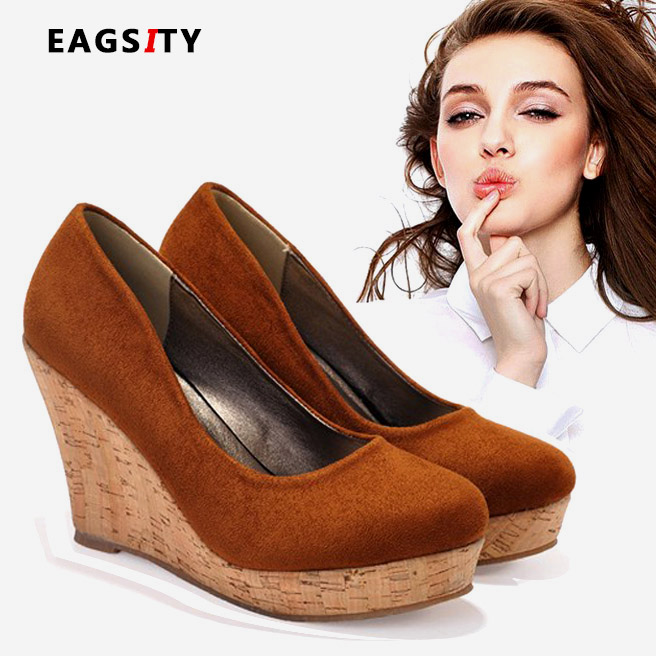 Espadrille Wedge Shoes - LIHUAMAO Wood Grain Suede High Heel