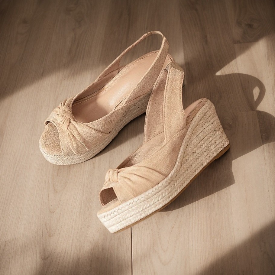 LIHUAMAO beige espadrille peep - Espadrille Wedge Shoes review and price