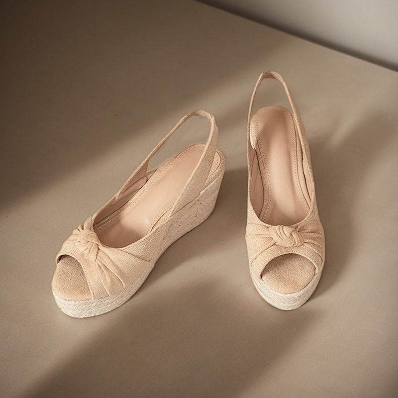 LIHUAMAO beige espadrille peep - Espadrille Wedge Shoes review and price