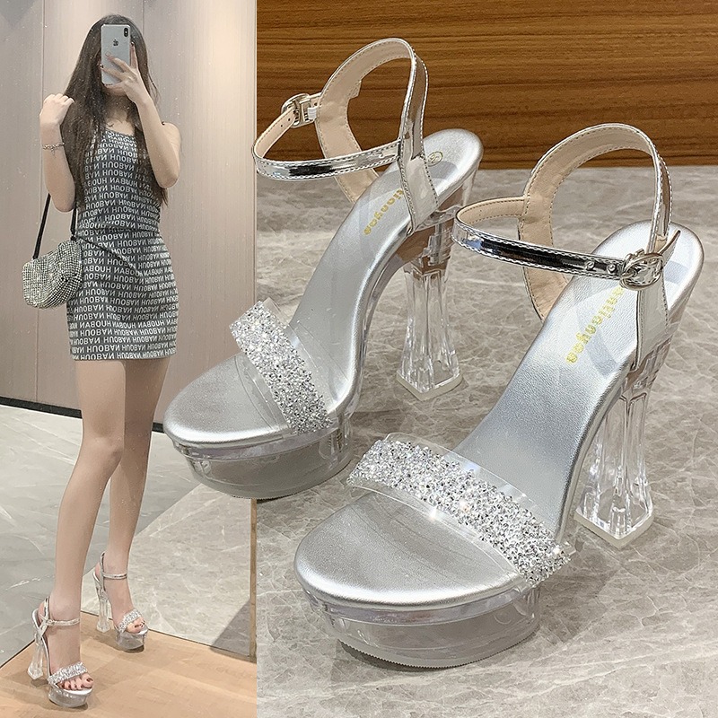 Fashion New Platform Block Hee - Clear Strap Heel review and price