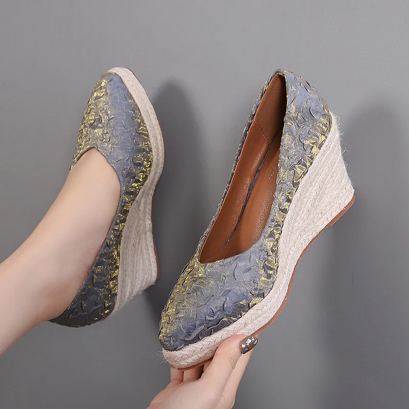 8cm Size 34-42 Breathable Comf - Espadrille Wedge Shoes review and price