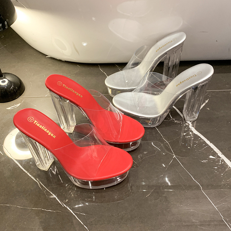 New Platform Block Heel Mules  - Clear Strap Heel review and price
