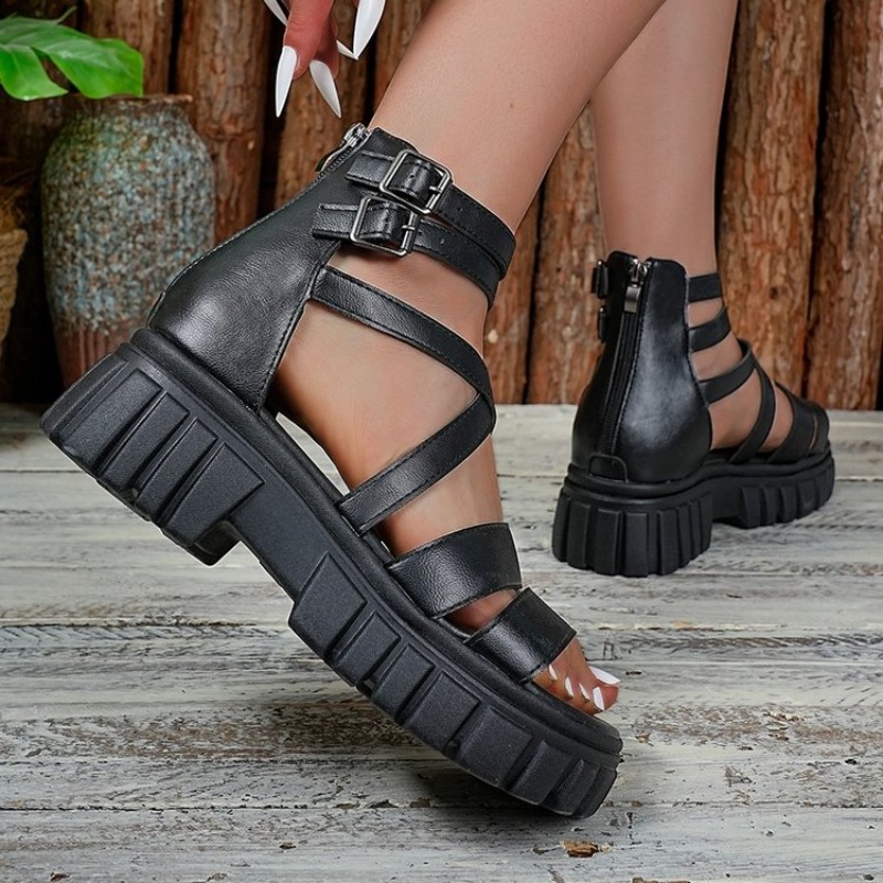 Roman Style Hollow Thick Heel  - Gladiator Sandal Women review and price