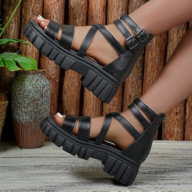Roman Style Hollow Thick Heel  - Gladiator Sandal Women review and price