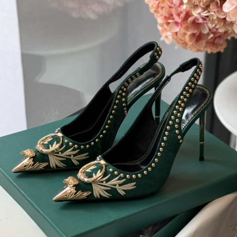 Dark Green Embroidered Pointed - Gladiator Sandal Women review and price