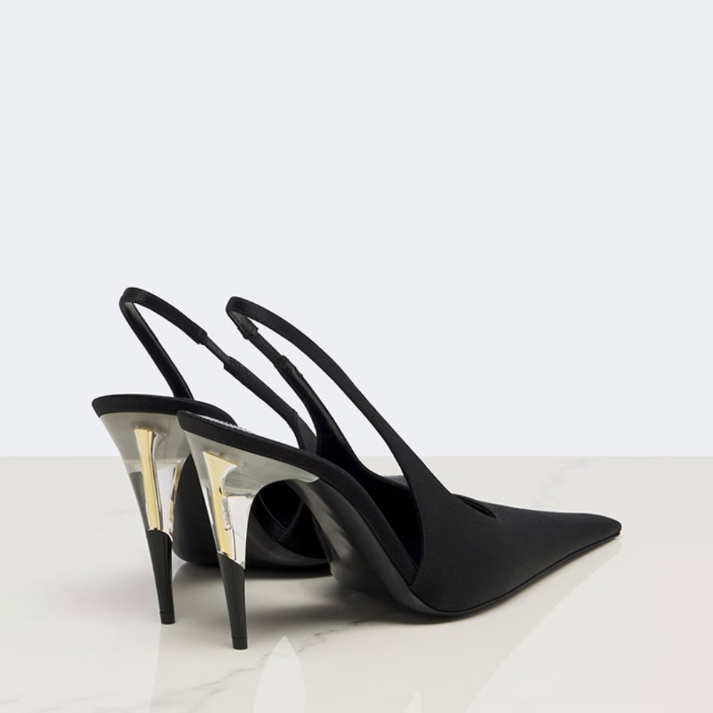 Women Satin Pointed‑Toe Stilet - Clear Strap Heel review and price